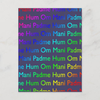 Rainbow Om Mani Padme Hum auf Lila Postkarte