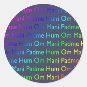 Rainbow Om Mani Padme Hum auf Lila Runder Aufkleber