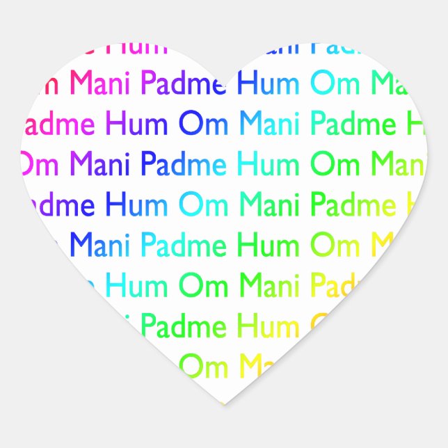 Rainbow Om Mani Padme Hum Herz-Aufkleber (Vorderseite)
