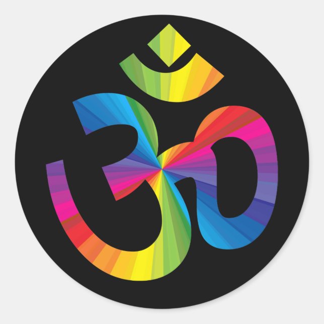 Rainbow Om Sign Runder Aufkleber (Vorderseite)
