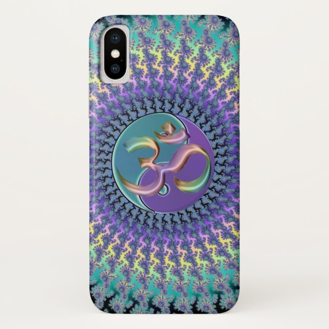 Rainbow Om Yin-Yang Fractal iPhone X Coque (Dos)
