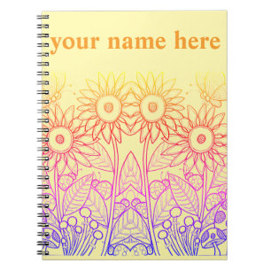Rainbow Ombre Butterfly & Ladybugs Notizblock