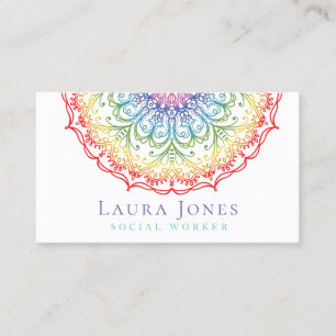 Rainbow Ombre Gradation Mandala Health Wellness Visitenkarte
