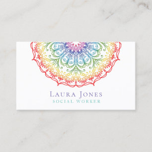 Rainbow Ombre Gradation Mandala Ladys Stylist Visitenkarte