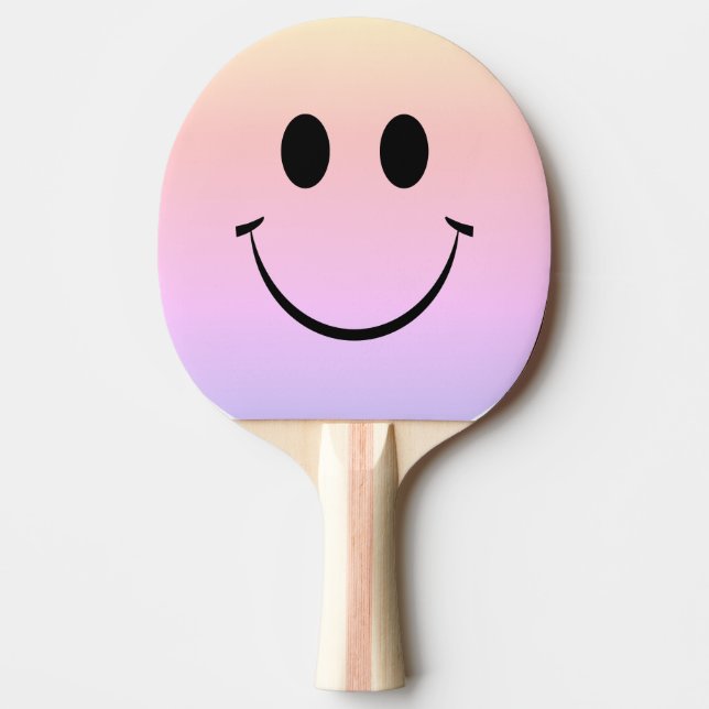 Rainbow Ombre Happy Face Ping Pong Paddle Tischtennis Schläger (Vorderseite)