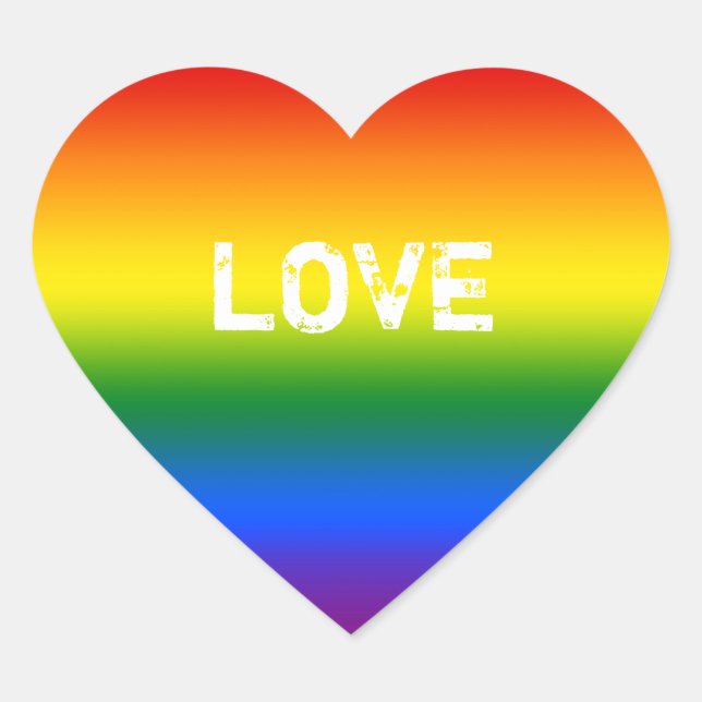 Rainbow Ombre Liebe Conversation Heart Herz-Aufkleber (Vorderseite)