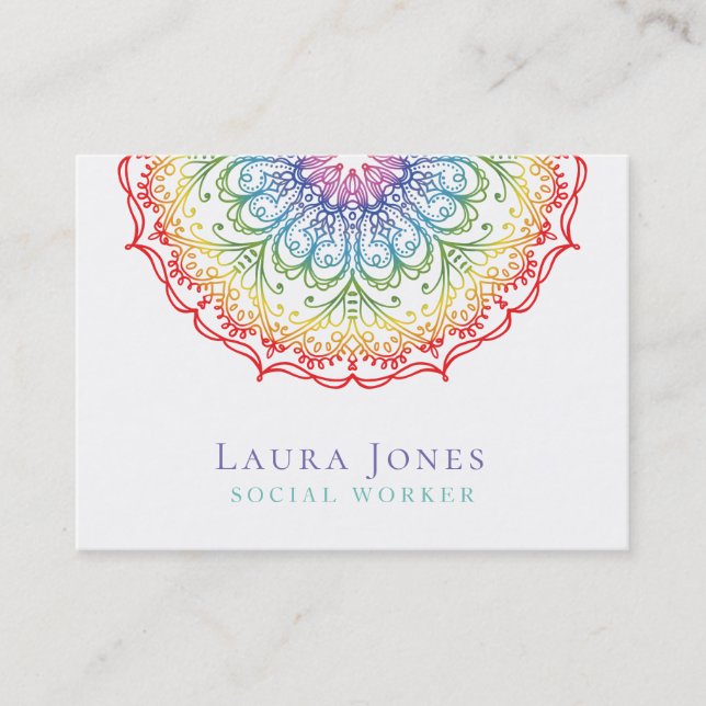 Rainbow Ombre Mandala Ladys Pride Hair Stylist Visitenkarte (Vorderseite)
