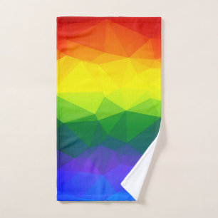 Rainbow Ombre Polygon Badhandtuch Set