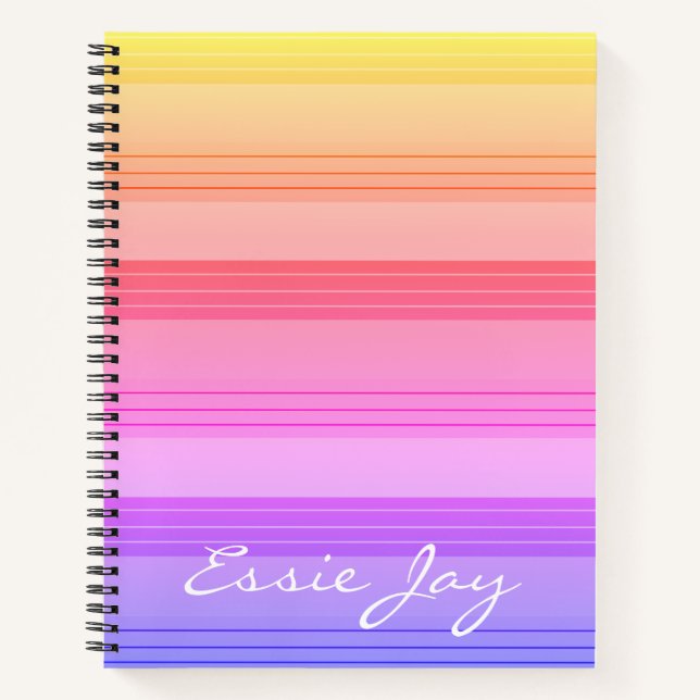 Rainbow Ombre Stripe Muster Notebook Notizbuch (Vorderseite)