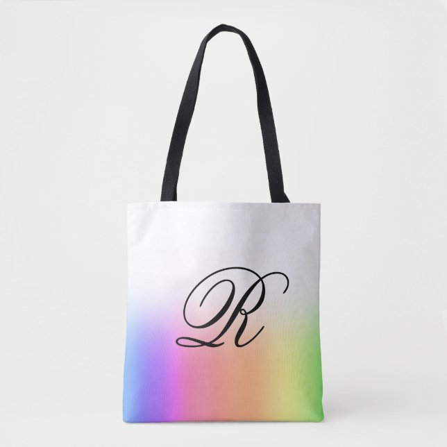 Rainbow Ombre über eine beliebige Farbe mit Monogr Tasche (Vorderseite)