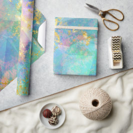 Rainbow Ombre und Gold Fire Opal Muster Geschenkpapier