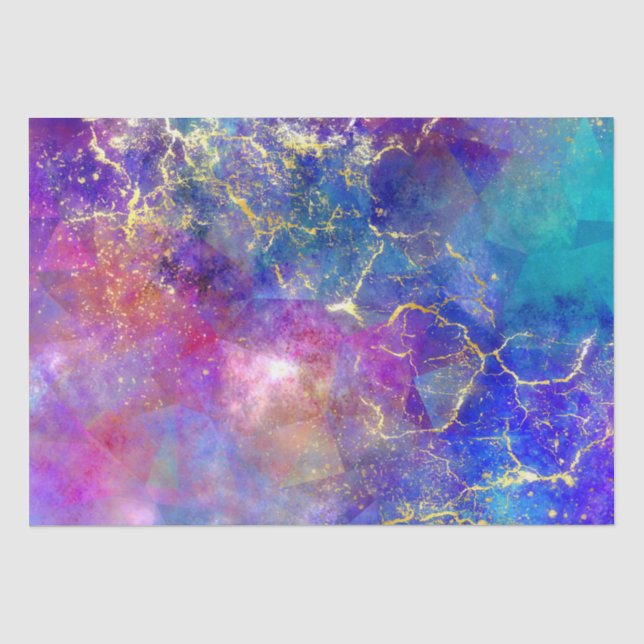 Rainbow Ombre und Gold Fire Opal Muster Seidenpapier (Vorderseite)