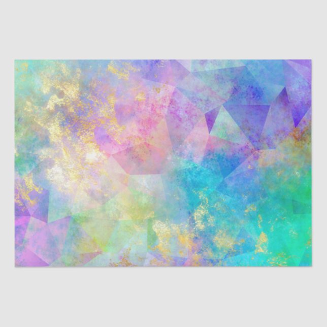 Rainbow Ombre und Gold Fire Opal Muster Seidenpapier (Vorderseite)