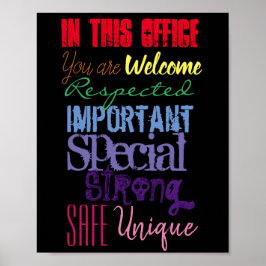Rainbow on Black "In this Office" Moivational Poster