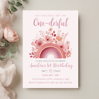 Rainbow Onederful 1st Birthday Party Invitation Einladung