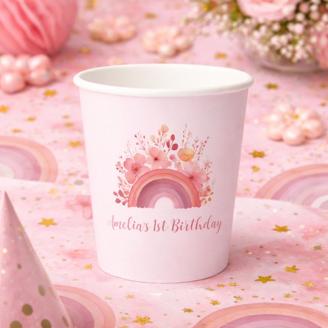 Rainbow Onederful 1st Birthday Party  Pappbecher (Von Creator hochgeladen)