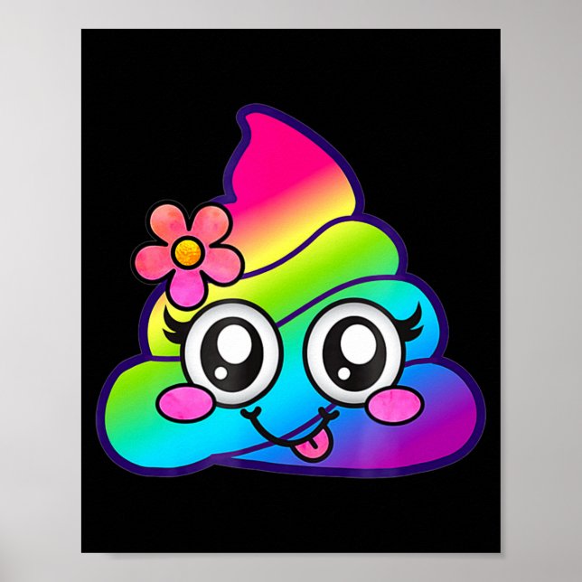 Rainbow Op Emoji Cute Unicorn O Flower Silly  Poster (Vorne)