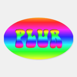 Rainbow Optical Illusion PLUR Ovaler Aufkleber