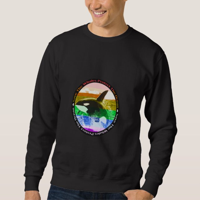 Rainbow Orca Killer Whale Earth Activist Marine Bi Sweatshirt (Vorderseite)