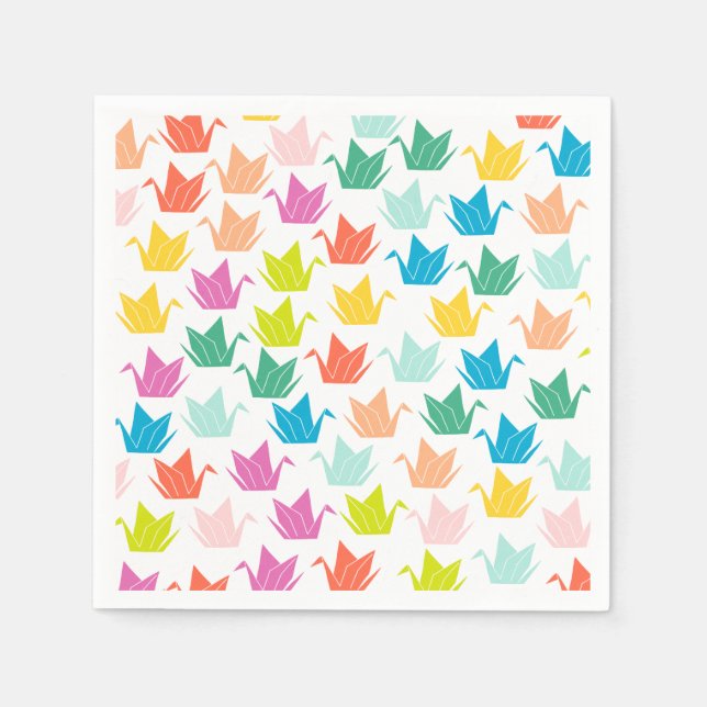 Rainbow Origami Crane Paper Napkins Serviette (Vorderseite)