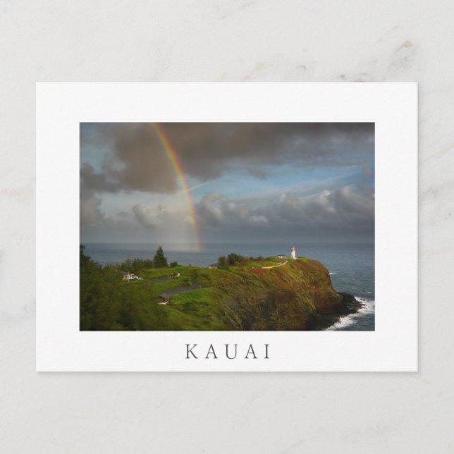 Rainbow over Kilauea Lighthouse Kauai Postkarte (Vorderseite)