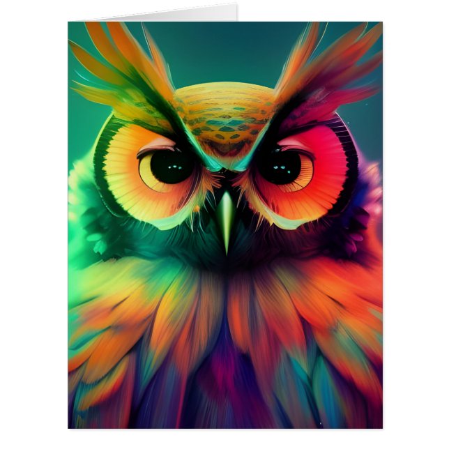 Rainbow Owl Jeden Anlaß Grußkarte (Vorderseite)