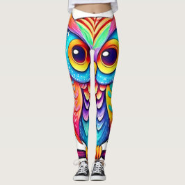 Rainbow Owl Perle Kunst Leggings