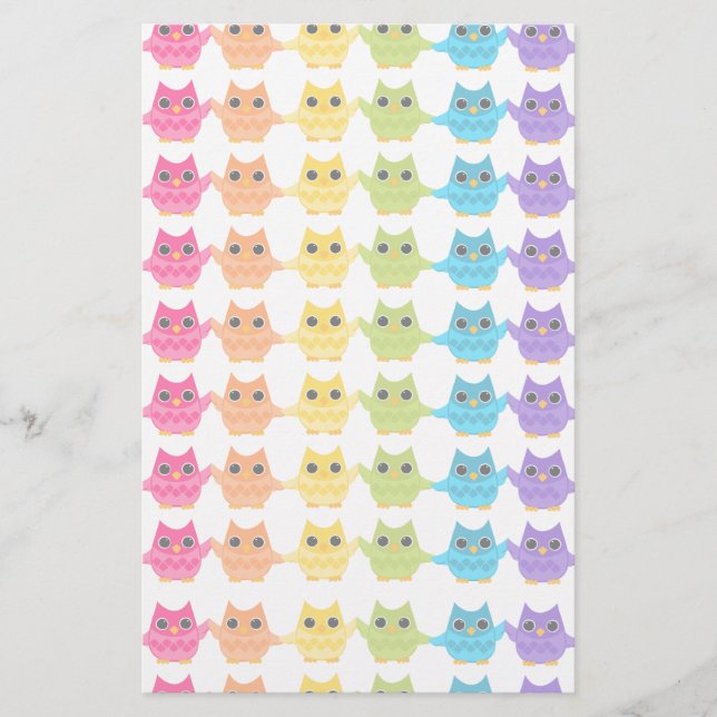 Rainbow Owls Briefpapier (Vorderseite)