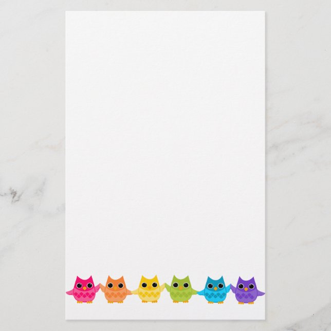 Rainbow Owls Briefpapier (Vorderseite)