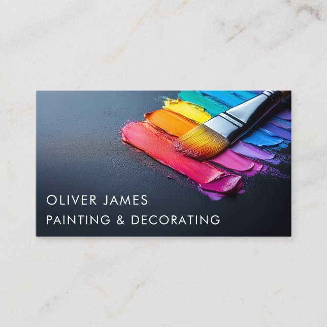 Rainbow Paint Brush Painting Decoration Artist Visitenkarte (Vorderseite)