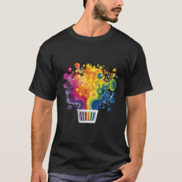 Rainbow Paint Explosion from a Basket T-Shirt