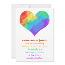 Rainbow Paint Heart Gay Lesbian Wedding