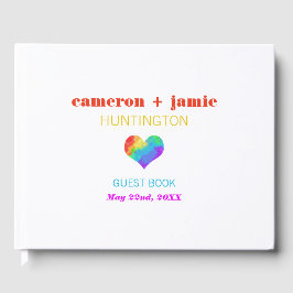Rainbow Paint Heart Gay Lesbian Wedding Gästebuch
