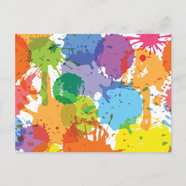 Rainbow Paint Platsch Pattern Postkarte (Vorderseite)