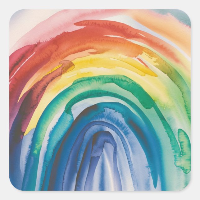 Rainbow Paint Quadratischer Aufkleber (Vorderseite)