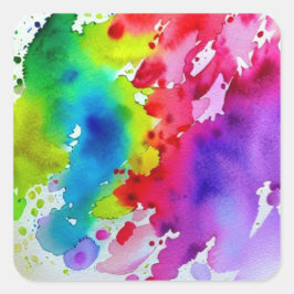 Rainbow Paint Quadratischer Aufkleber