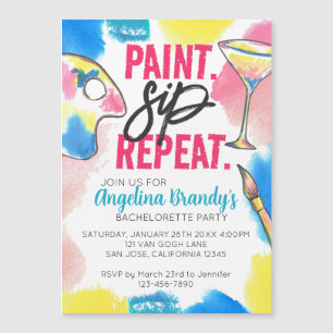 Rainbow Paint Sip Wiederholung Junggeselinnen-Absc Magneteinladung