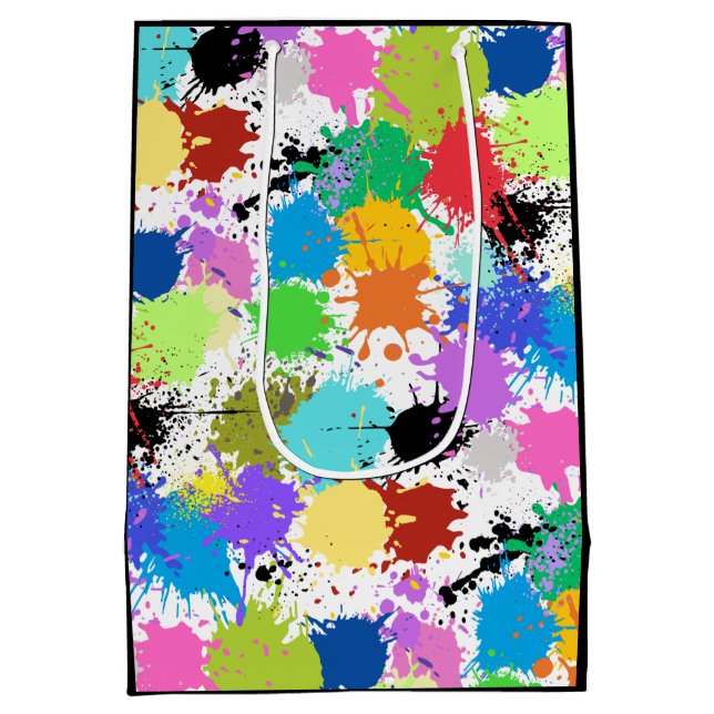 Rainbow Paint Spritzer Artist Gift Bag Mittlere Geschenktüte (Rückseite)