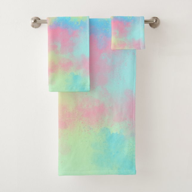 Rainbow Paint Spritzer Badhandtuch Set (Insitu)