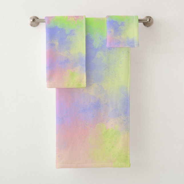 Rainbow Paint Spritzer Badhandtuch Set (Insitu)