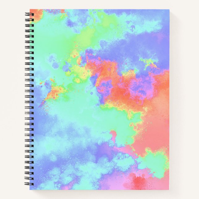 Rainbow Paint Spritzer Effect Orange Blue Green Notizbuch (Vorderseite)