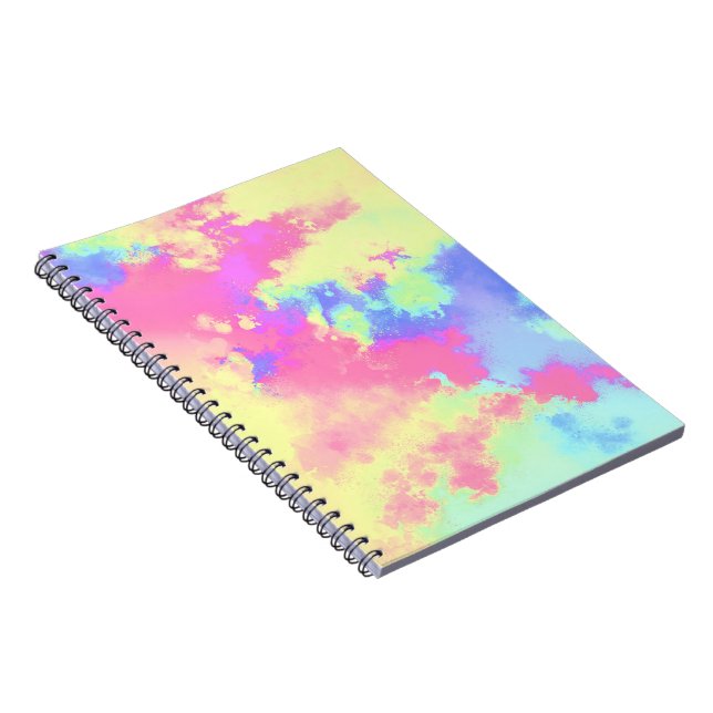 Rainbow Paint Spritzer Effect Yellow Pink Blue Notizblock (Rechte Seite)