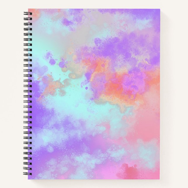 Rainbow Paint Spritzer Effekt Rosa lila Blau Notizbuch (Vorderseite)