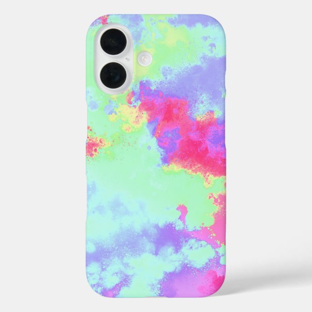 Rainbow Paint Spritzer iPhone 16 Fall Hülle (Rückseite)