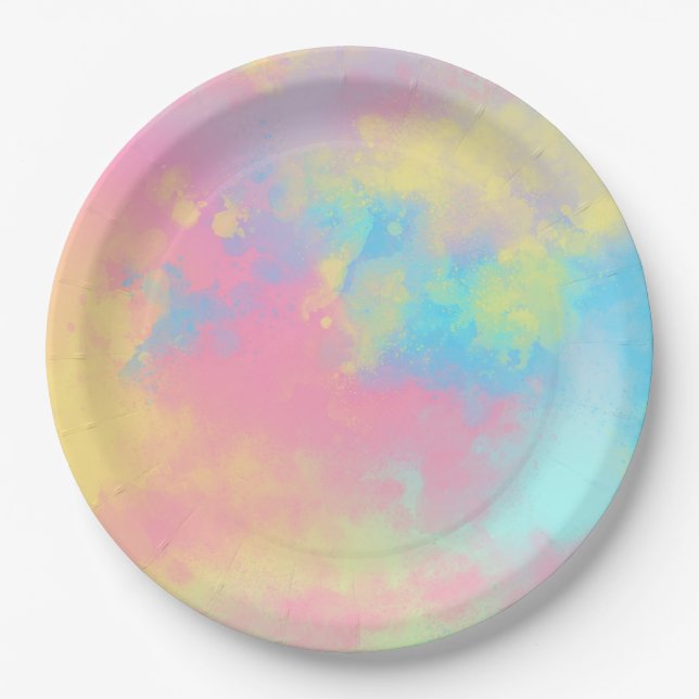 Rainbow Paint Spritzer Pappteller (Vorderseite)
