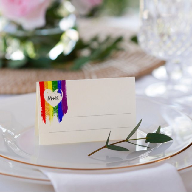 Rainbow Paint Strokes Heart Initials Gay Wedding (Von Creator hochgeladen)