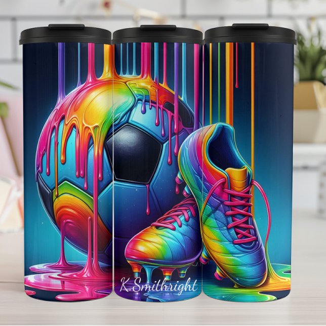 Rainbow Paint Tropfen Soccer Gear Thermosbecher (Von Creator hochgeladen)