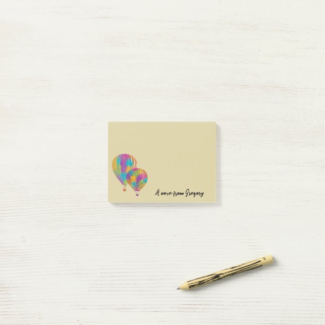 Rainbow Painted Hot Air Balloons Personalisiert Post-it Klebezettel (Auf Schreibtisch)