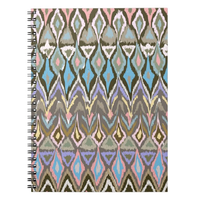 Rainbow Painted Ikat Ethnic Print Pastel Notizblock (Vorderseite)