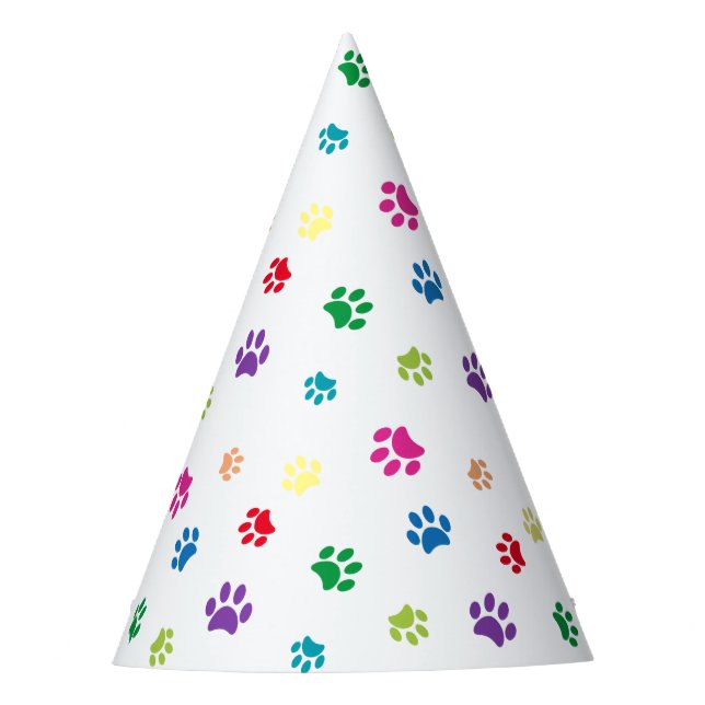 Rainbow Painted Paw Prints Partyhütchen (Vorderseite)